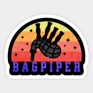 Retro Sunset Bagpiper Sticker